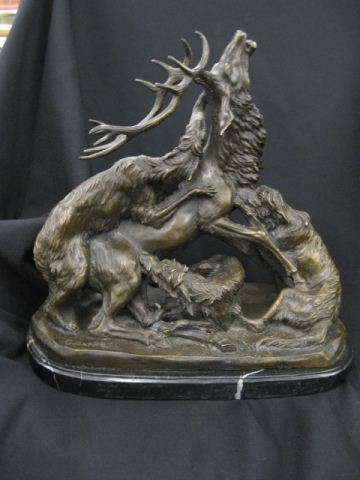 G. Gardet Bronze of Wolves Attacking