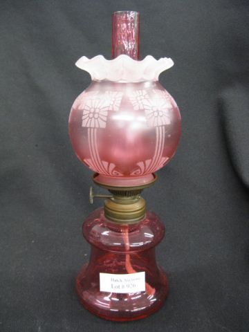 Victorian Miniature Art Glass Oil Lamp