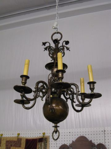 Dutch Bronze Chandelier six light 14c11a