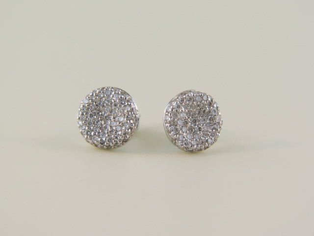 Diamond Earrings pave set button 14c127