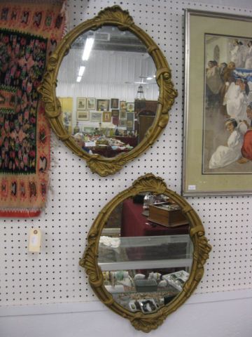 Pair of Carved Oval Mirrors 25  14c128