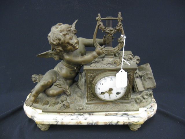 French Bronzed Figural Mantle Clock