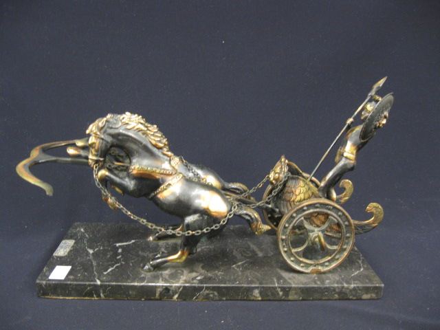 Greek Bronze Chariot Figurine with soldier