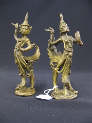 Pair of Siamese Bronze Figurines goddesses.