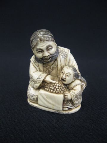 Carved Ivory Netsuke of Old Man 14c145