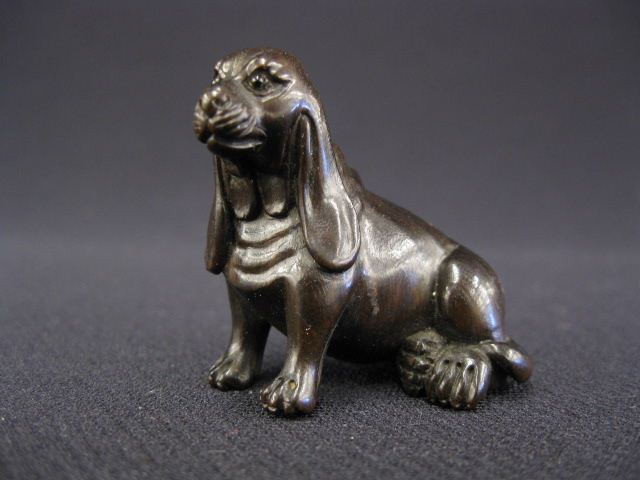 Carved Boxwood Netsuke of a Dog 14c14b