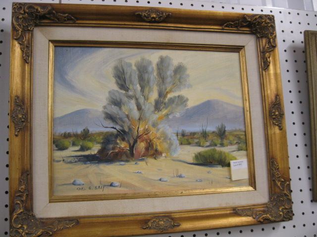 Carl G Bray Oil Desert Scene on 14c156