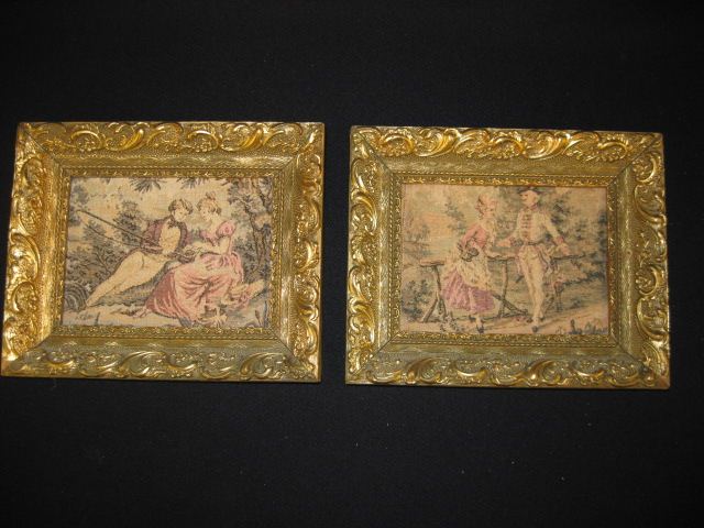 2 Framed Tapestry Pictures courting 14c18a