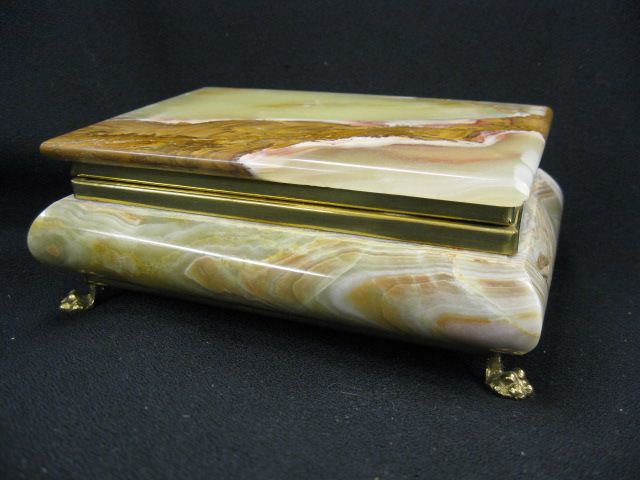 Onyx Dresser Box brass trim feet 14c185