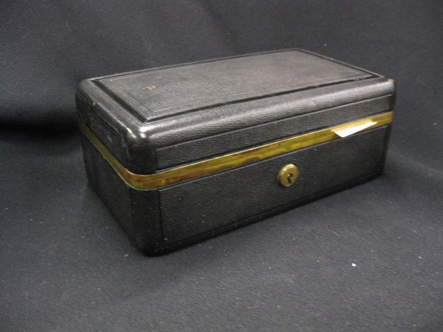 French Victorian Leather Jewelry Box