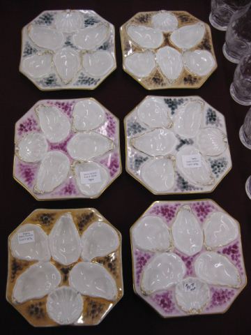 6 Austrian Porcelain Oyster Plates
