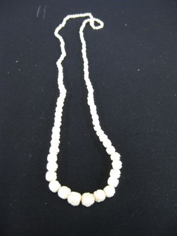 Carved Ivory Bead Necklace graduated 14c1bf