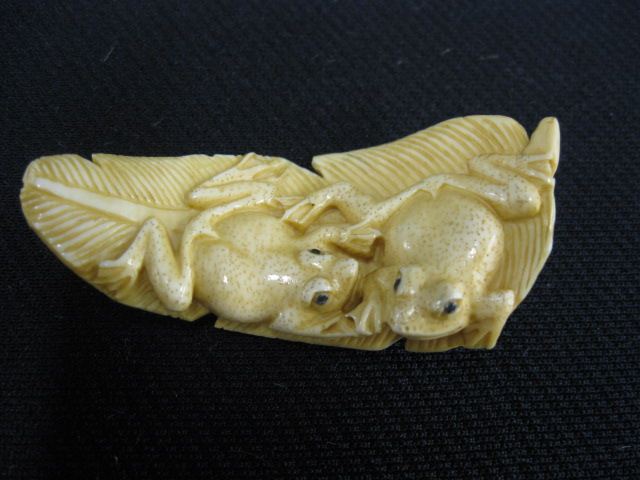 Carved Ivory Netsuke of Two Frogs 14c1c9