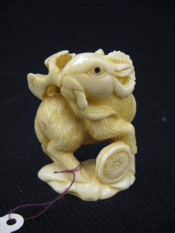 Carved Hippo Ivory Netsuke of a 14c1d1