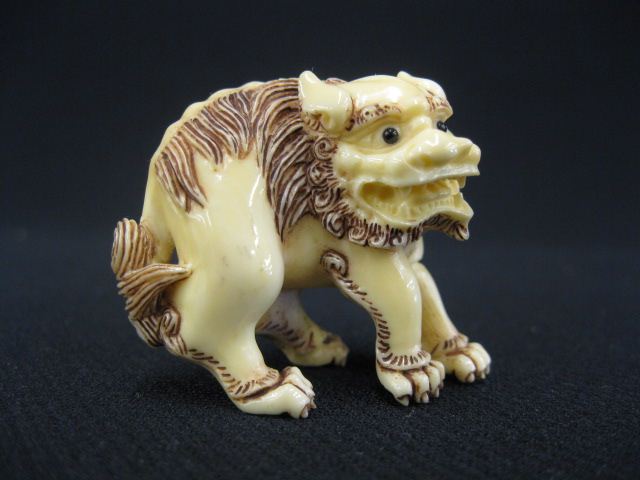 Carved Ivory Netsuke of a Foo Dog