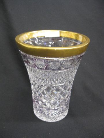 Cut Crystal Vase gold band and 14c1d9