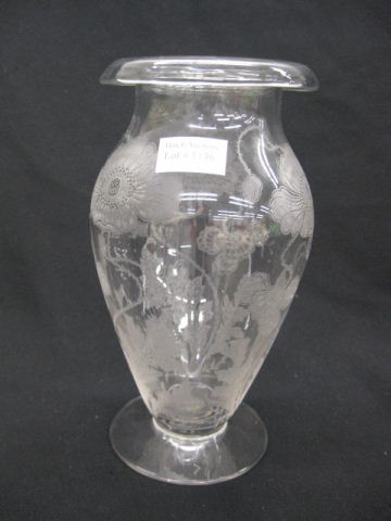 Fine Etched Crystal Vase poppy 14c1db