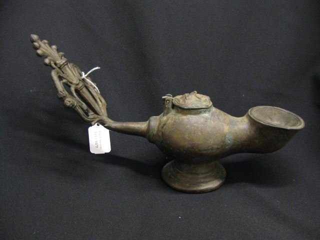 Bronze Oil Lamp roman style 7 1/2''
