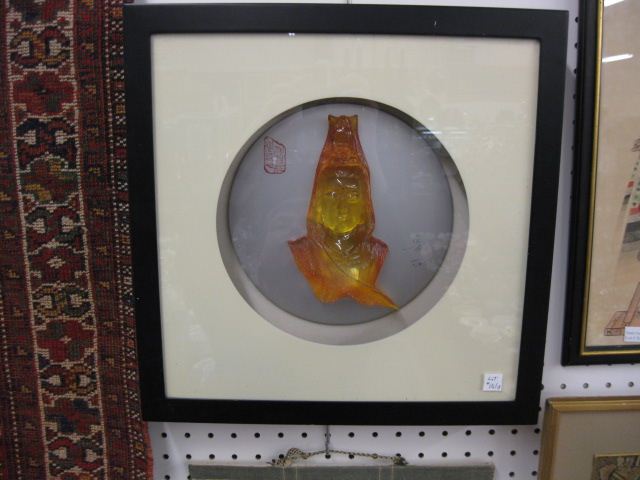 Amber Wall Plaque of a goddess in shadowbox