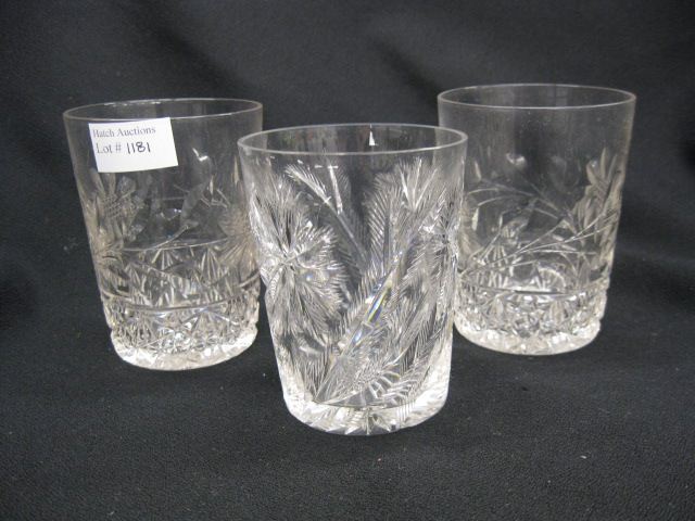 3 Cut Glass Tumblers one fern pattern