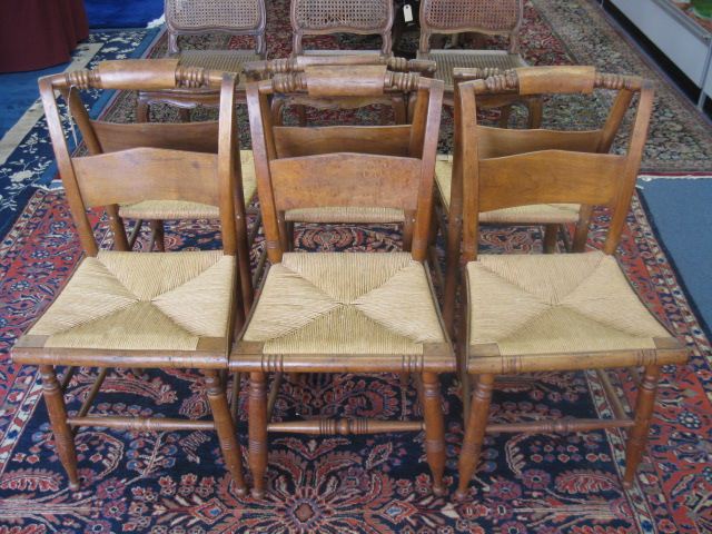 Set of 6 Chairs 19th century rush seats.