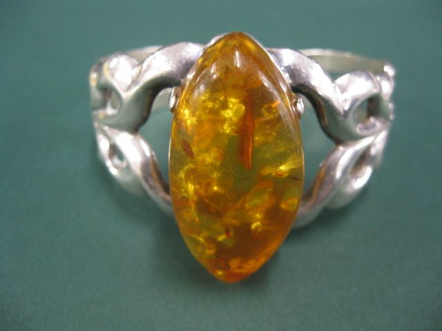Indian Amber & Sterling Silver Bracelet