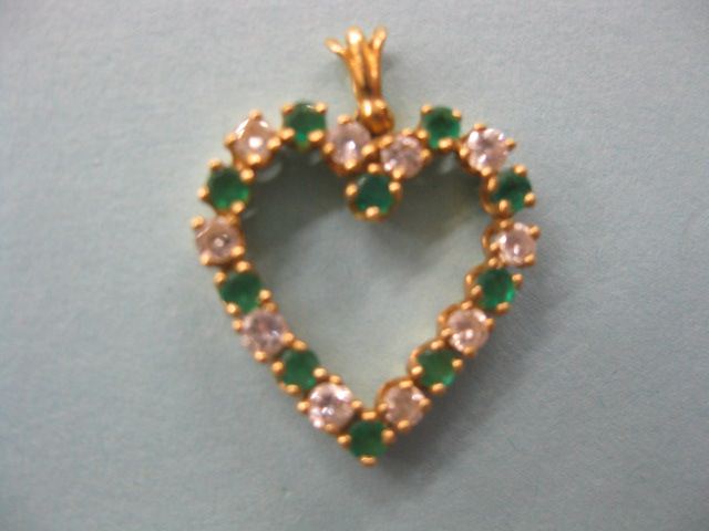 Emerald Diamond Heart Pendant 14c270