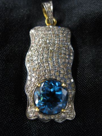 Diamond & Blue Topaz Pendant 5