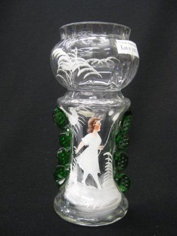 Mary Gregory Art Glass Vase scene 14c295