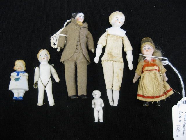 5 Antique Dolls bisque and china