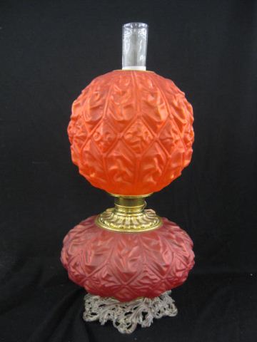 Victorian Red Satin Art Glass Oil