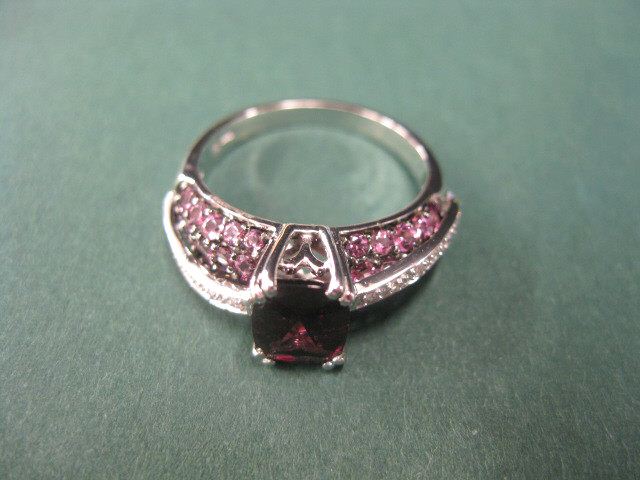 Garnet & Diamond Ring 2 carat emerald