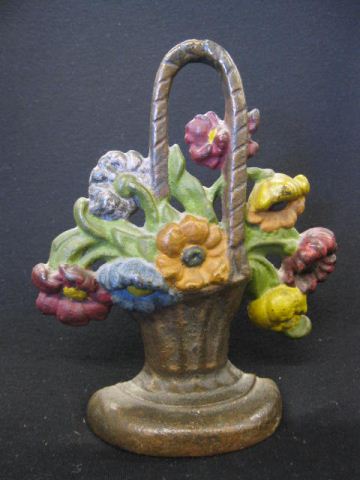 Basket of Flowers Cast Iron Figural 14c2e9