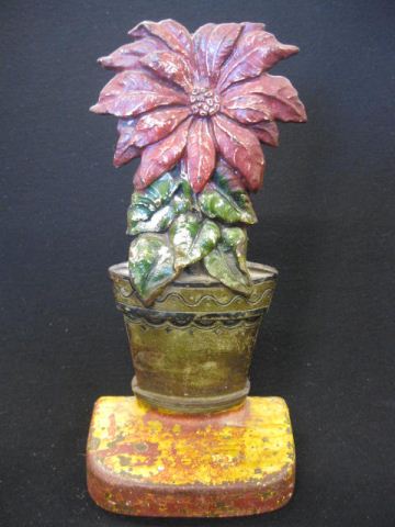 Poinsettia Cast Iron Figural Doorstop