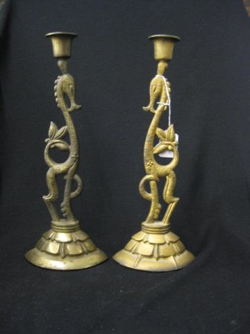 Pair of Art Deco Candlesticks gazelle