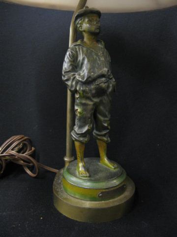 Bronzed Figural Lamp of Young Boy