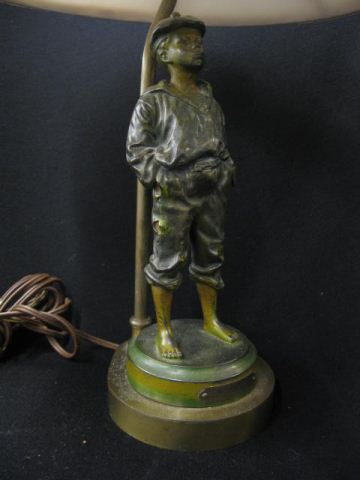 Bronzed Figural Lamp of Young Boy 14c352