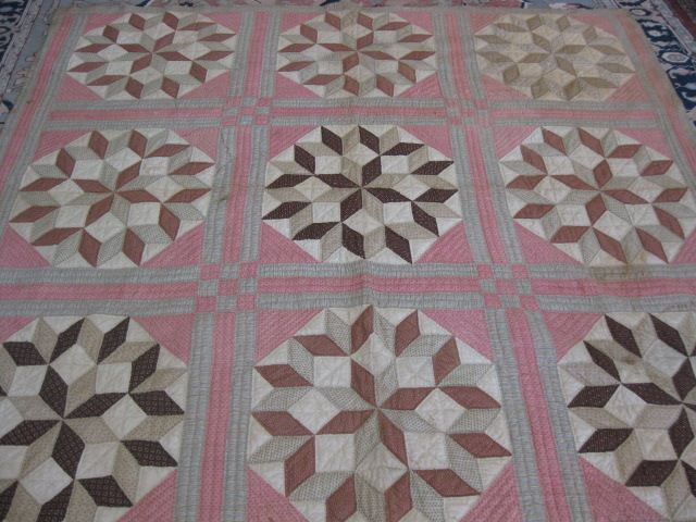 Handmade Quilt 19th Century poinsettia  14c35e