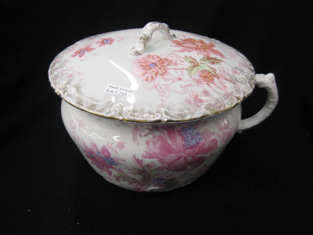 English Ironstone Covered Pot floral 14c35a