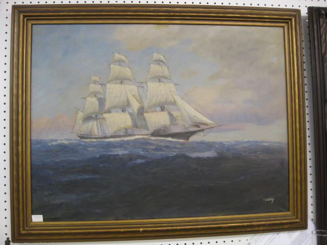 T Bailey Oil Sailing Ship at Sea 14c368