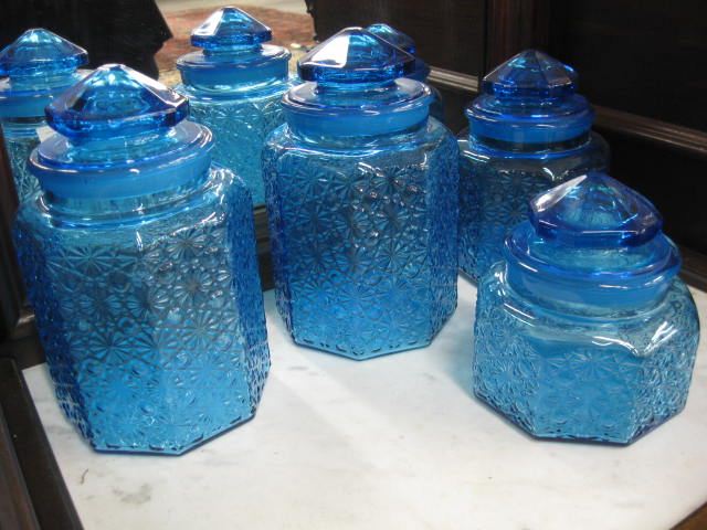 Blue Glass Canister Set daisy &