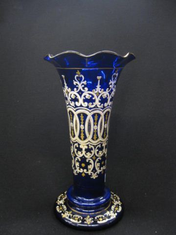 Cobalt Enameled Art Glass Vase