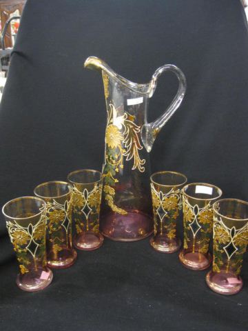 Enameled Art Glass Beverage Set