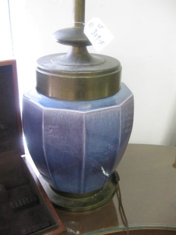 Art Modern Pottery Lamp amethyst & blue