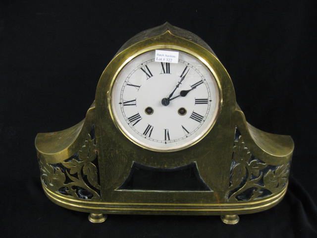 Brass Mantle Clock unusual cut out 14c3c5