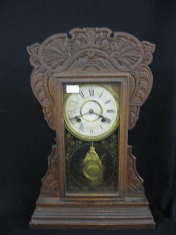 New Haven Clock fancy oak gingerbreadcase