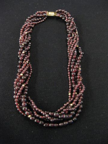 Garnet Necklace six strand 14k 14c3cd