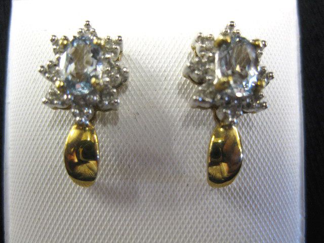 Aquamarine Diamond Earrings oval 14c3d0