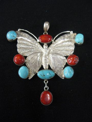 Turquoise Coral Figural Butterfly 14c3e5