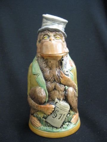 German Pottery Figural Monkey Stein